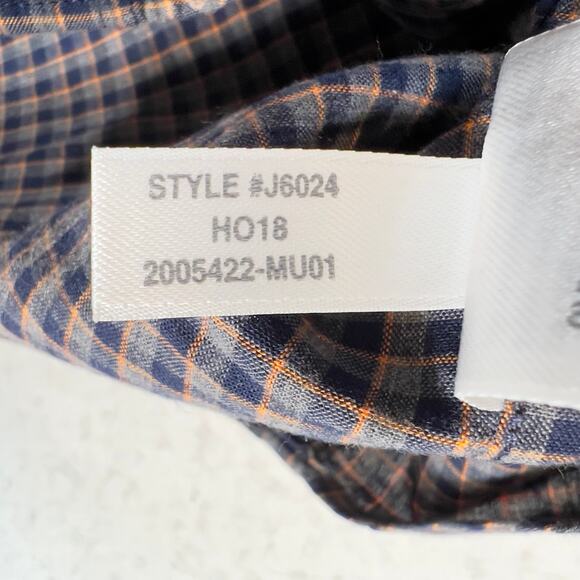 J. Crew Mercantile Flex Button Down Shirt Men's L Blue Orange Check Long Sleeve - Picture 5 of 13
